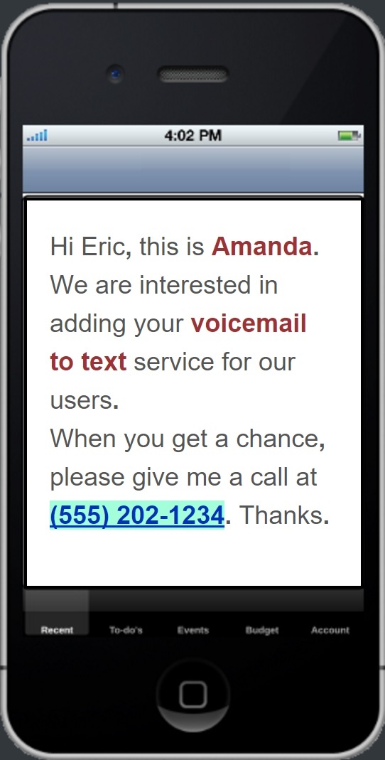 voicemail box text